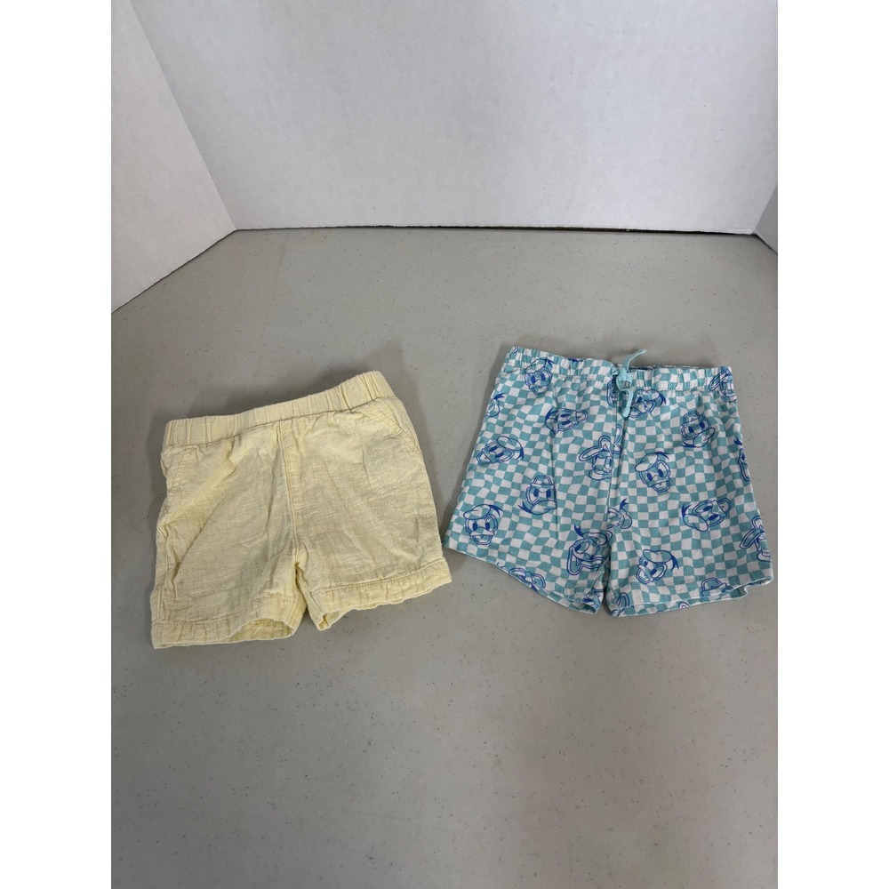Primark Disney Donald Duck Shorts 2 Pack Yellow Teal Checkered 18-24 Months